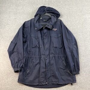 Vintage Polo Sport Ralph Lauren Parka Flap Pocket Mens L Full Zip Hooded Blue